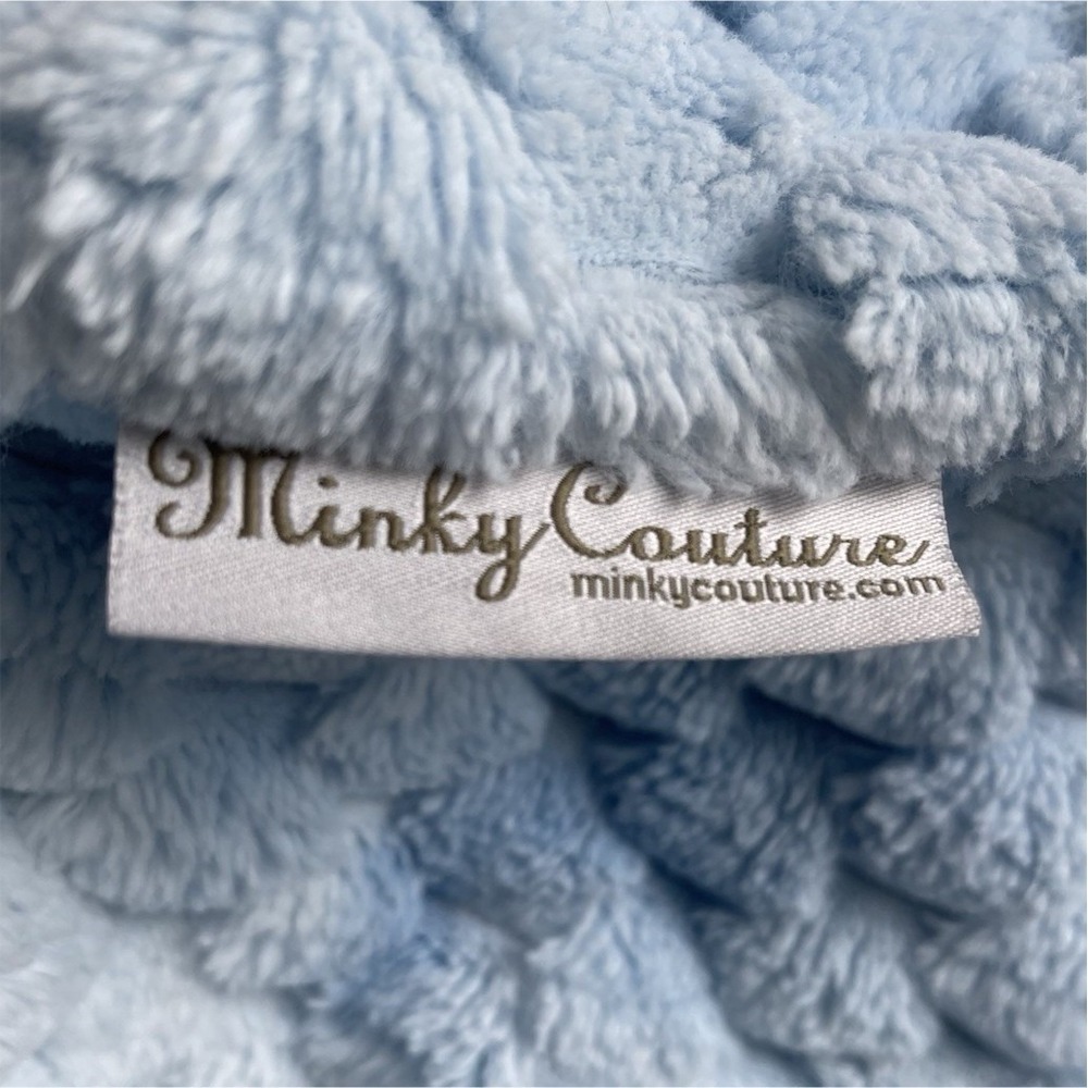 Minky Couture Plush Throw Blanket Solid Blue Rectangular